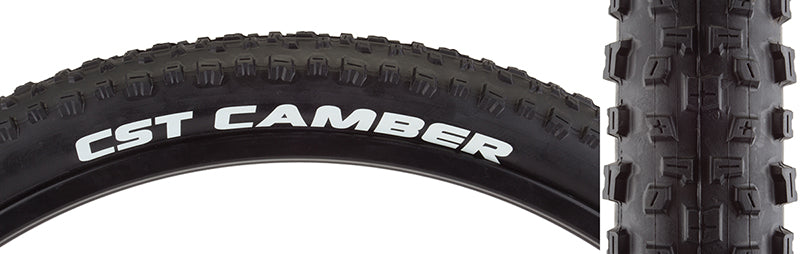 26x2.25 Camber Wire Bicycle Tire close-up, showcasing its fast-rolling center knobs, aggressive side knobs for cornering, and EPS puncture resistance layer for enhanced durability and performance.