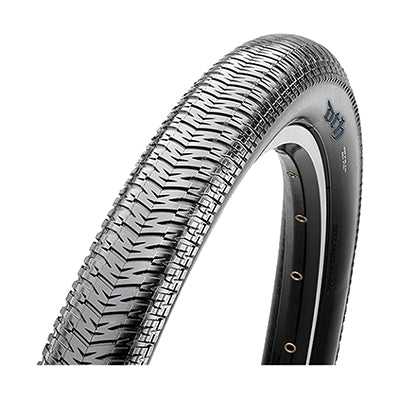 Close-up of a 26x2.3 DTH SC/LSK Bicycle Tire, showcasing its fast-rolling centerline and raised shoulders for enhanced cornering, designed for BMX racing performance and durability.