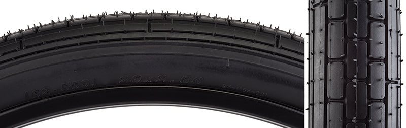 Close-up of the 26x2.5 Sandy Beach Bicycle Tire, showcasing its large volume casing and smooth cruiser-style tread with block pattern and small siping, ideal for sand and boardwalk use.