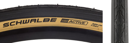 Close-up of the 26x1-1/8x1-1/4 Classic HS-180 Active Twin Bicycle Tire, showcasing its smooth tread, textured shoulders, and continuous center line for easy rolling.