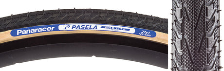 Close-up of a 27x1 Pasela Protite Wire Bicycle Tire with detailed tread pattern, showcasing its robust construction and advanced puncture protection technology. Ideal for urban and touring rides.