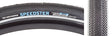 Close-up of the 27.5x1.5 Reflective Speedster Bicycle Tire showcasing its tread pattern, designed for minimal drag and high performance on hard pack or paved terrain.