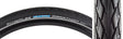 27.5x1.65 Reflective Marathon Performance Twin GreenGuard Bicycle Tire showing a close-up of the black tire with white text, tread pattern, and reflective sidewall striping for enhanced visibility.