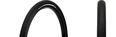 Close-up of a 27.5x1.90 Black/Black Gravel King SS Bicycle Tire, featuring fast-rolling file tread in the center with micro and rectangular knobs on the sides for mixed gravel and road use.