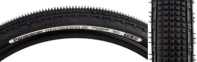 27.5x2.1 Black/Black Gravel King SK Bicycle Tire with five rows of square knobs and double ridges, designed for smooth rolling and enhanced grip on rough or gravel roads.