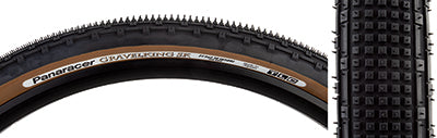 27.5x2.1 Black/Brown Gravel King SK Bicycle Tire featuring spiked tread with five rows of square knobs for enhanced grip, ideal for rough or gravel roads.