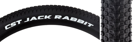 27.5x2.1 Jack Rabbit Wire Bicycle Tire with closely spaced, ramped knobs for optimal rolling, featuring a high TPI dual compound casing and EPS puncture protection.