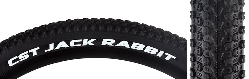 27.5x2.25 Jack Rabbit Bicycle Tire close-up, showcasing its small, closely spaced knobs and tread pattern designed for performance and longevity.