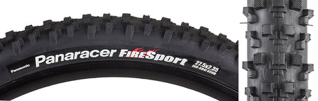 Close-up of the 27.5x2.35 Fire Sport Bicycle Tire showcasing the tread pattern ideal for all conditions, emphasizing the tire's performance and rolling resistance capabilities.