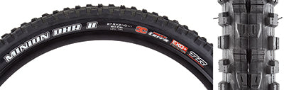 27.5x2.4 Minion DHR II TERRA/EXO+/TR/WT Bicycle Tire showcasing aggressive tread design for trail riding, combining center line paddle and corner lugs for superior traction.