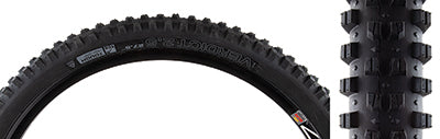 Close-up of a 27.5x2.5 Verdict TCS Tough High Grip Bicycle Tire showcasing its aggressive tread pattern and tall knobs designed for extreme conditions and high traction performance.