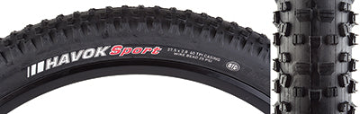 Close-up of the 27.5x2.8 Havok Sport DTC Bicycle Tire showcasing its tread pattern and dual rubber compounds designed for optimal trail performance.