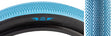 Close-up of the 27.5x3.0 Light Blue Speedster Bicycle Tire, showcasing its tread designed for high performance on hard pack or paved terrain, ideal for BMX racing, dirt jumps, and urban shredding.