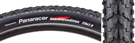 Close-up of the 29x2.0 Soar AllCondition Bicycle Tire, highlighting its tread pattern designed for fast rolling and performance in XC and marathon riding.