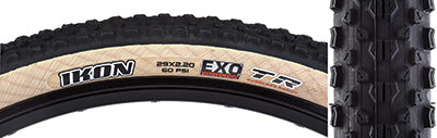 Close-up of a 29x2.2 Ikon DC/EXO/TR Bicycle Tire showcasing its high-volume casing and fast-rolling tread. The tread design emphasizes lower rolling resistance and enhanced grip.