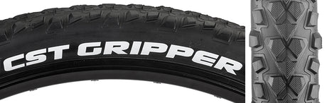 Close-up of a 29x2.25 Gripper Bicycle Tire showing detailed tread pattern and cornering knobs, highlighting its design for performance and durability.