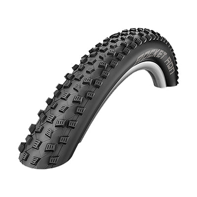 29x2.25 Rocket Ron Performance Twin Bicycle Tire with a close-up of its cross country style tread design and white stripe, optimized for diverse terrains and E-Bike compatibility.