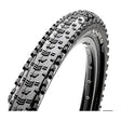 29x2.4 Aspen DC/EXO/TR Bicycle Tire close-up, showcasing its fast-rolling center tread with staggered shoulder knobs, designed for speed and improved cornering grip, highlighting the dual compound rubber casing.