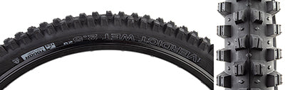 Close-up of the 29x2.5 Verdict Wet TCS Tough TriTec High Grip Bicycle Tire, showcasing its aggressive tread pattern designed for maximum traction in muddy and loose conditions.