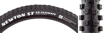 29x2.6 Newton ST Ultimate Bicycle Tire, showcasing aggressive tread design with ramped center knobs and tall side knobs, ideal for trail and downhill racing, emphasizing cornering bite and braking control.