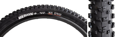 29x2.8 Rekon+ DC/EXO/TR Bicycle Tire featuring wide center knobs for braking control and L-shaped side knobs for cornering support, with visible tread design showcasing durable sidewall protection.