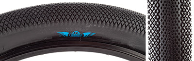 29x2.8 Speedster Wire Bicycle Tire close-up showcasing intricate tread pattern designed for high performance on hard pack or paved terrain, ideal for BMX racing, dirt jumps, and urban shredding.