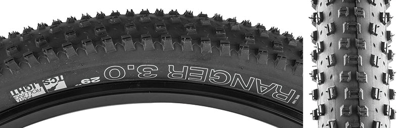 Close-up of the 29x3.0 Ranger TCS Light Fast Rolling Bicycle Tire, showcasing its open tread pattern and larger shoulder knobs designed for all-weather clearance and consistent handling.