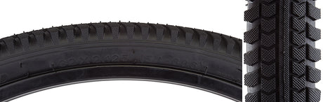 32x2.125 Cruiser Directional Bicycle Tire close-up, highlighting smooth rolling center pattern with larger lugs on shoulders for corner traction and square profile, ideal for sandy boardwalks or gravel trails.