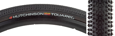 Close-up of the 650x47 Black/Black Touareg Bicycle Tire, highlighting its densely packed small knobs and tread, ideal for both pavement and off-road, showcasing high grip and low rolling resistance.