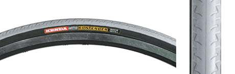 Close-up of the 700x23 Kontender Bicycle Tire showcasing its slick center and grooved lateral tread, ideal for training and racing.