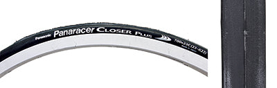 Close-up of the 700x23 Closer Plus Bicycle Tire highlighting its tread pattern and robust design, featuring a puncture-resistant breaker for durability and a ZSG natural compound for a comfortable ride.