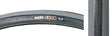 700x23 Black/Gray Czar Bicycle Tire featuring red and white text, a logo, and grooved lateral tread for traction with a smooth center.