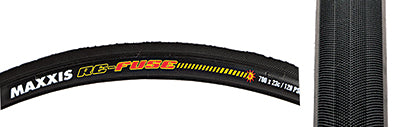 Close-up of the 700x23 Re-Fuse SC/MS Bicycle Tire, showcasing its durable Kevlar belt and silkworm cap ply designed for excellent traction and puncture resistance.