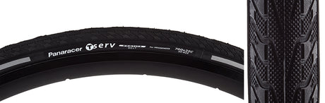 Close-up of the 700x25 Reflective T-Serv Bicycle Tire, showcasing its durable aramid belt designed to protect against punctures and pinch flats.