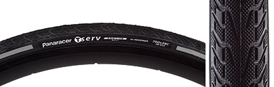 700x28 Reflective T-Serv Bicycle Tire, close-up showing black synthetic rubber with white text and aramid belting, designed for urban cycling protection against punctures and pinch flats.