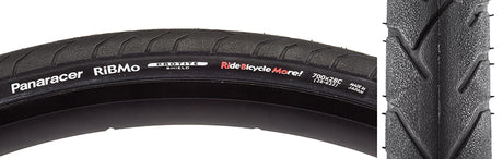 Close-up of a 700x28 Ribmo Fold Bicycle Tire, showcasing its tread pattern, made for urban commuting with puncture protection technology.