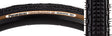 Close-up of a 700x28 Black/Brown Gravel King SK Bicycle Tire, showcasing five rows of square knobs and double rows of ridges for smooth rolling and superior grip on rough or gravel roads.