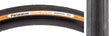 Close-up of a 700x28 Black/Brown Gravel King Slick Bicycle Tire showcasing minimal tread and robust volume, designed for road and gravel, featuring Panaracer's Natural Rubber Compound for superior grip.