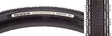 Close-up of the 700x28 Black/Black Gravel King SS Bicycle Tire showcasing its fast-rolling file tread center with micro knobs and long rectangular shoulder knobs, designed for mixed gravel and road use.