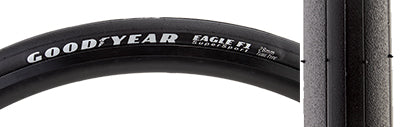 Close-up of a 700x28 Eagle F1 SuperSport Bicycle Tire showcasing its tread pattern designed for enhanced grip, reduced rolling resistance, and puncture protection, ideal for racing, triathlons, and time trials.