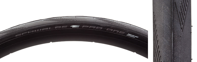 Close-up of a 700x28 Pro One Evolution MicroSkin Bicycle Tire showcasing its smooth tread and expertly spaced siping for superior grip and ultra low rolling resistance.