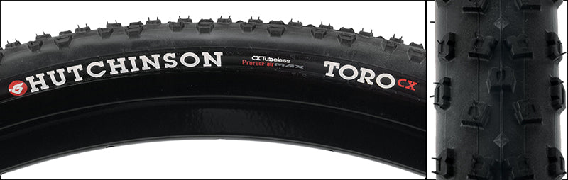 Close-up of a 700x32 Toro CX Bicycle Tire, showcasing its tall knobs designed for optimal grip and cornering in muddy or loose conditions, ideal for cyclo-cross training and racing.