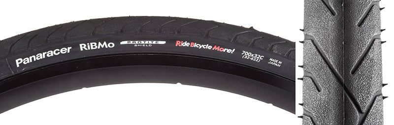 Close-up of 700x32 Ribmo Wire Bicycle Tire showing its all-contact tread pattern and robust design, ideal for urban commuting.