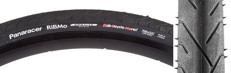 Close-up of 700x32 Ribmo Wire Bicycle Tire showing its all-contact tread pattern and robust design, ideal for urban commuting.