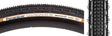 Close-up of the 700x32 Black/Brown Gravel King SK Bicycle Tire, showcasing its square knobs and continuous ridges designed for smooth rolling and grip on rough or gravel roads.