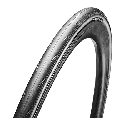 Close-up of the 700x32 Pursuer Bicycle Tire showcasing its smooth tread with grooved shoulders and integrated puncture-resistant casing, designed for improved grip and durability with a HYPR Silica compound.