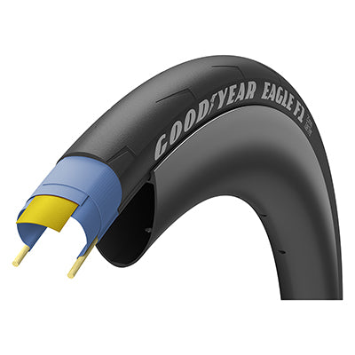 Close-up of the 700x32 Eagle F1 Bicycle Tire showcasing its smooth tread and directional siping, designed for high performance and lightweight design, ideal for road racing with enhanced puncture protection and grip.