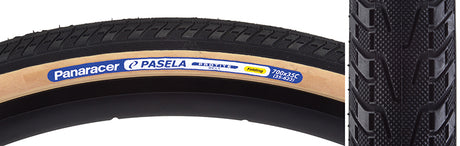 700x35 Pasela Protite Fold Bicycle Tire, close-up view showcasing the tread and label, highlighting its durable 400D Lite Extra casing and puncture protection technology for urban and touring use.