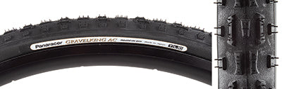 Close-up of 700x35 Black/Black Gravel King All Condition Knobby Bicycle Tire, showcasing vertical center knobs and square outer knobs designed for versatile terrain performance.