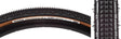 700x35 Black/Brown Gravel King SK+ Bicycle Tire, featuring a white-striped tread with five rows of square knobs and continuous ridges for smooth rolling and exceptional grip on rough or gravel roads.